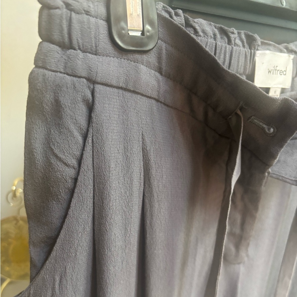 WILFRED ARITZIA ALLANT PANT CROPPED HIGH RISE GRAY LINEN TROUSER JOGGERS SZ SM - Picture 8 of 11